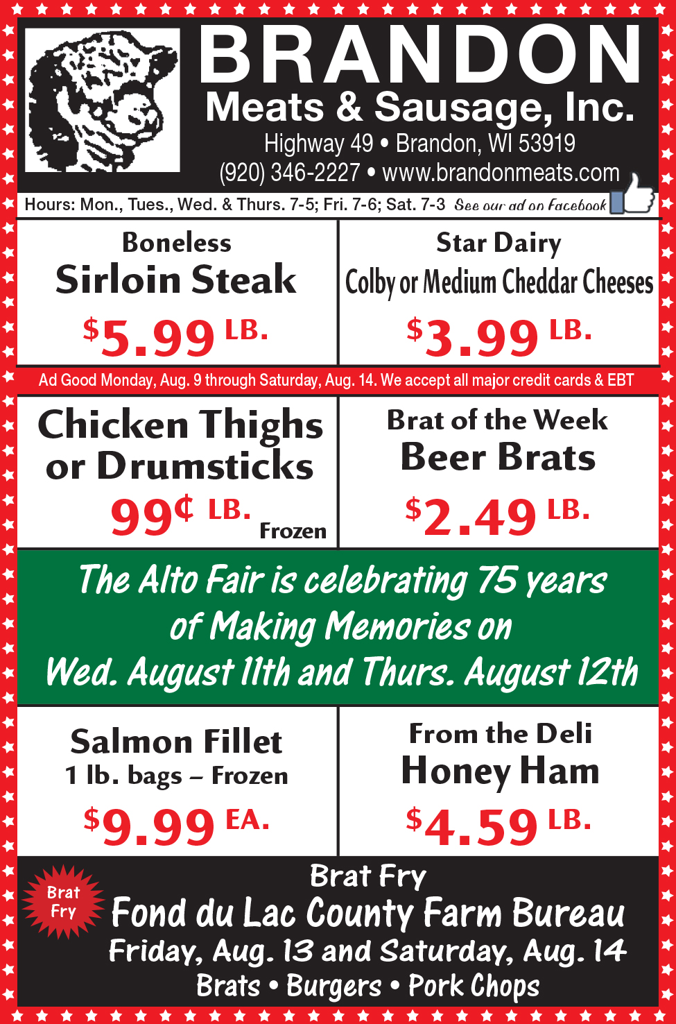 Meat Sales near me Waupun, Steaks on Sale Ripon, Deals, Brandon Meats