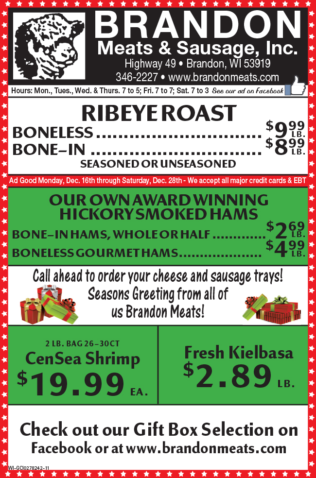 Meat Sales near me Waupun, Steaks on Sale Ripon, Deals, Brandon Meats